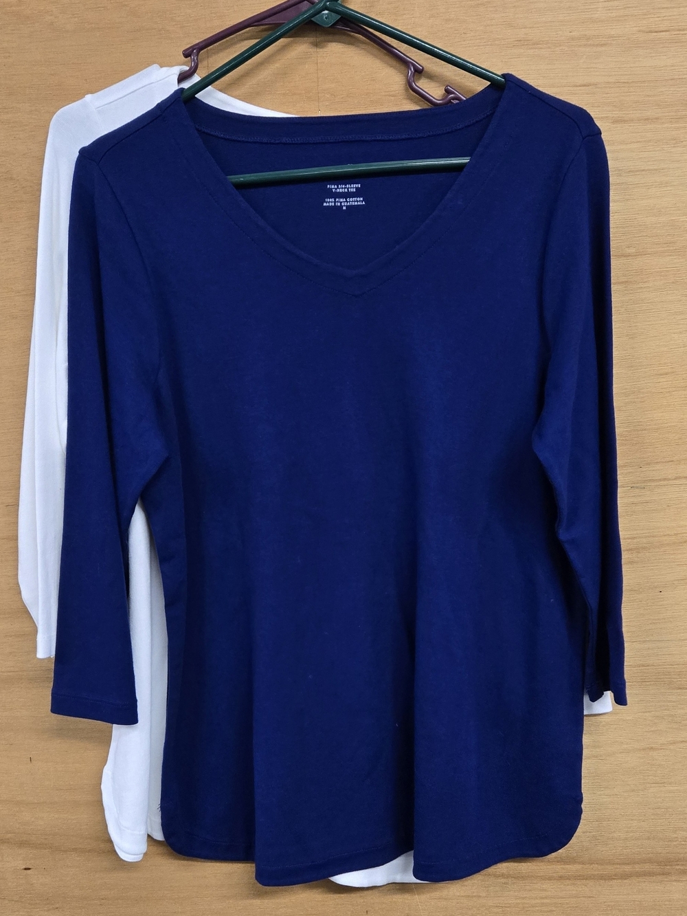 (2) J. Jill Navy And White V-Neck 3/4 Sleeve Top